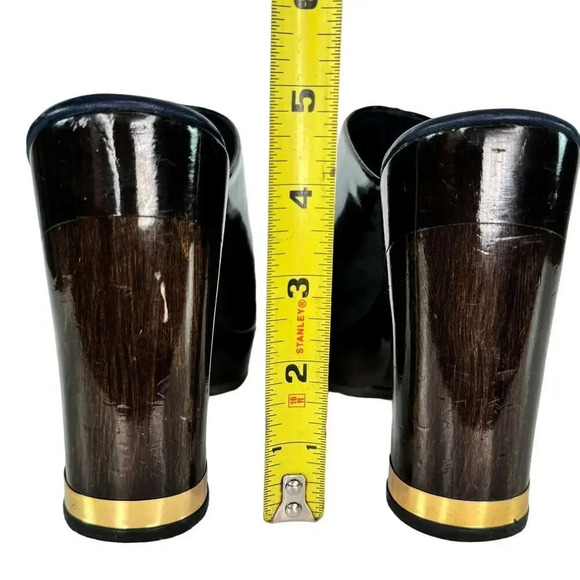 Tory Burch Leather Glossy Black Gold Elegant Slip On Mule Open Toe Size 8.5M - Picture 7 of 8